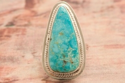 Genuine Blue Kingman Turquoise Sterling Silver  Ring